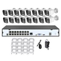 Kit de Grabador de Video en Red NVR POE de 16 Canales y 4K, 8MP, Detección Humana, Audio Bidireccional, Visión Nocturna en Color, Sistema de Cámara IP P2P para Exteriores