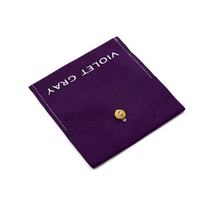 <span class=keywords><strong>Violet</strong></span> Petit Bouton Fantaisie Bijoux Cadeau Bracelet En Velours Enveloppe Sac Pochette Avec Logo De Broderie - Product Image 5