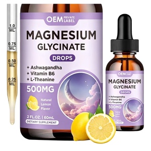 OEM Calm Drop Stress Relief Magnesium Glycinate Drops Bromelain <b>Vitamins</b> Tincture Strawberry Flavor - Product Image 1
