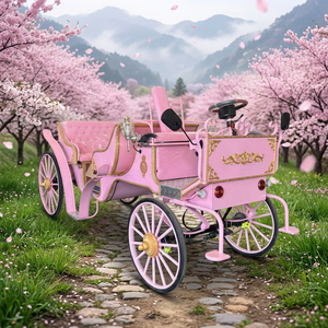 Populaire Calèche électrique rose à 2 rangées pour plusieurs personnes, type limousine ou calèche à chevaux, pour mariages, voyages et défilés - Product Image 1