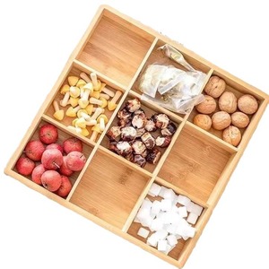 Bamboo Divided <b>Tray</b> Nine Compartment Serving Plate For Snacks Fruits <b>Tea</b> Coffee Desktop Use - Product Image 5