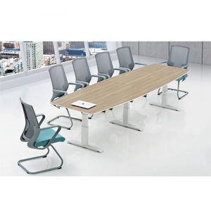 Muebles de oficina modernos Sinonis, mesa de conferencia y sillas con panel de madera antiguo ovalado, elegantes y elegantes para su espacio de trabajo - Product Image 5