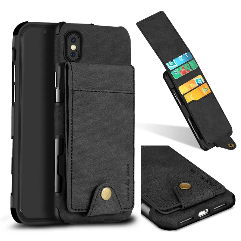 New Factory PU Leather Hot Sales for iPhone 12 pro case plug-in card all-pack Anti-fall Money clip protection holster