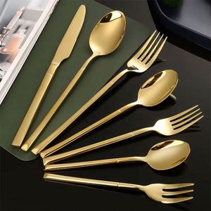 Ensemble de couverts en acier inoxydable 304 18/10, couteau, fourchette, cuillère, argenterie dorée, couverts de luxe pour hôtel, restaurant, maison, cadeaux - Product Image 1