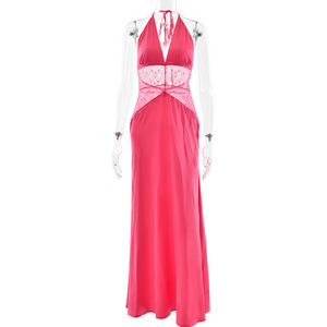 Viral Figure-Flattering Deep V Satin Maxi <strong>Dress</strong> - Halter Neck, Waist-Cinching, <strong>Seductive</strong> <strong>Evening</strong> Gown - Product Image 3