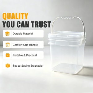 Seau de rangement carré en plastique transparent hermétique de haute qualité avec couvercle pour aliments secs pour animaux de compagnie, croquettes pour chiens et chats - Product Image 4