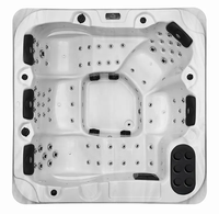 Bain à remous autoportant rectangulaire moderne pour 3 personnes avec fonction de massage et drain