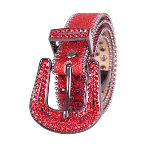<span class=keywords><strong>Ceinture</strong></span> en Denim de Style Européen Américain Incrusté de Diamants <span class=keywords><strong>Bleu</strong></span> Patch Transfrontalier Commerce Extérieur Ceintures en Plastique PU Hommes Mode Féminine - Product Image 1