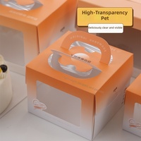 Boîtes à gâteaux carrées en carton recyclé écologique de haute qualité avec poignée, fenêtre, revêtement UV, impression texturée et finition mate pour produits alimentaires