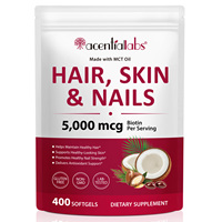Acentiallabs Capsules molles pour femmes, sans soja, sans produits laitiers, sans gluten, pour la santé des cheveux, de la peau et des ongles