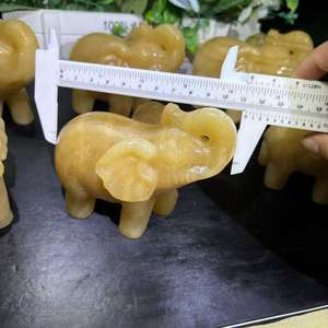 Kindfull Vente en gros Jaune <span class=keywords><strong>Calcite</strong></span> Éléphant Sculpture à la main Cristal Pierre précieuse Cristal Artisanat pour la décoration - Product Image 4