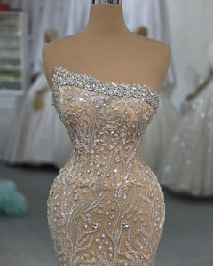 MD50003 lussuoso abito Sexy con paillettes <span class=keywords><strong>e</strong></span> sirena di perline abito Color <span class=keywords><strong>Nude</strong></span> con cristallo Sparlke elegante abito formale da sera per le donne - Product Image 6