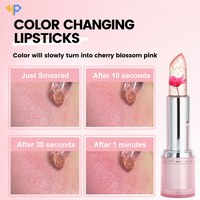 Rouge à lèvres magique à fleurs changeantes de couleur, à fleurs séchées et feuilles d'or, résistant à l'eau, longue tenue, OEM ODM, vente en gros pour salons
