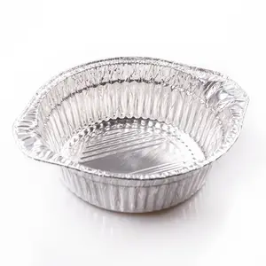 Disposable Aluminum Pot Food Grade Heavy Duty Silver Open Flame Cooking Hot Pot Container Deep Round Disposable Aluminium Foil Pot With Lid For Food