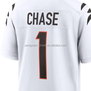 Ja'Marr Chase Whiteを出荷する準備ができました最高品質のステッチアメリカンフットボールジャージー - Product Image 1