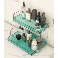 Présentoir de Rangement Cosmétique Nordique Transfrontalier à Double Niveau en Acrylique pour Bureau, Rouge à Lèvres et Soins de la Peau en Plexiglas