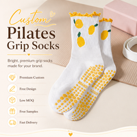 Chaussettes de yoga personnalisées pour femmes, respirantes, en coton tricoté, avec volants, antidérapantes, pour le pilates et la remise en forme