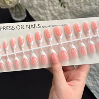 Faux ongles en PMMA à presser, 30 pièces, fabriqués à la machine, réutilisables, avec colle, forme amande, couverture complète des doigts, vente en gros