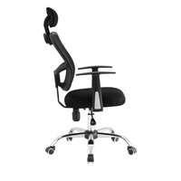 Fauteuil de bureau contemporain pivotant en tissu végétalien personnalisé, avec dossier en maille, base métallique et accoudoirs fixes, confortable et élégant