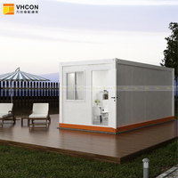 Maison pliable 3 chambres, salon, maison préfabriquée en conteneur 40 pieds, mini-cabane modulaire pliable et portable pour hôtel