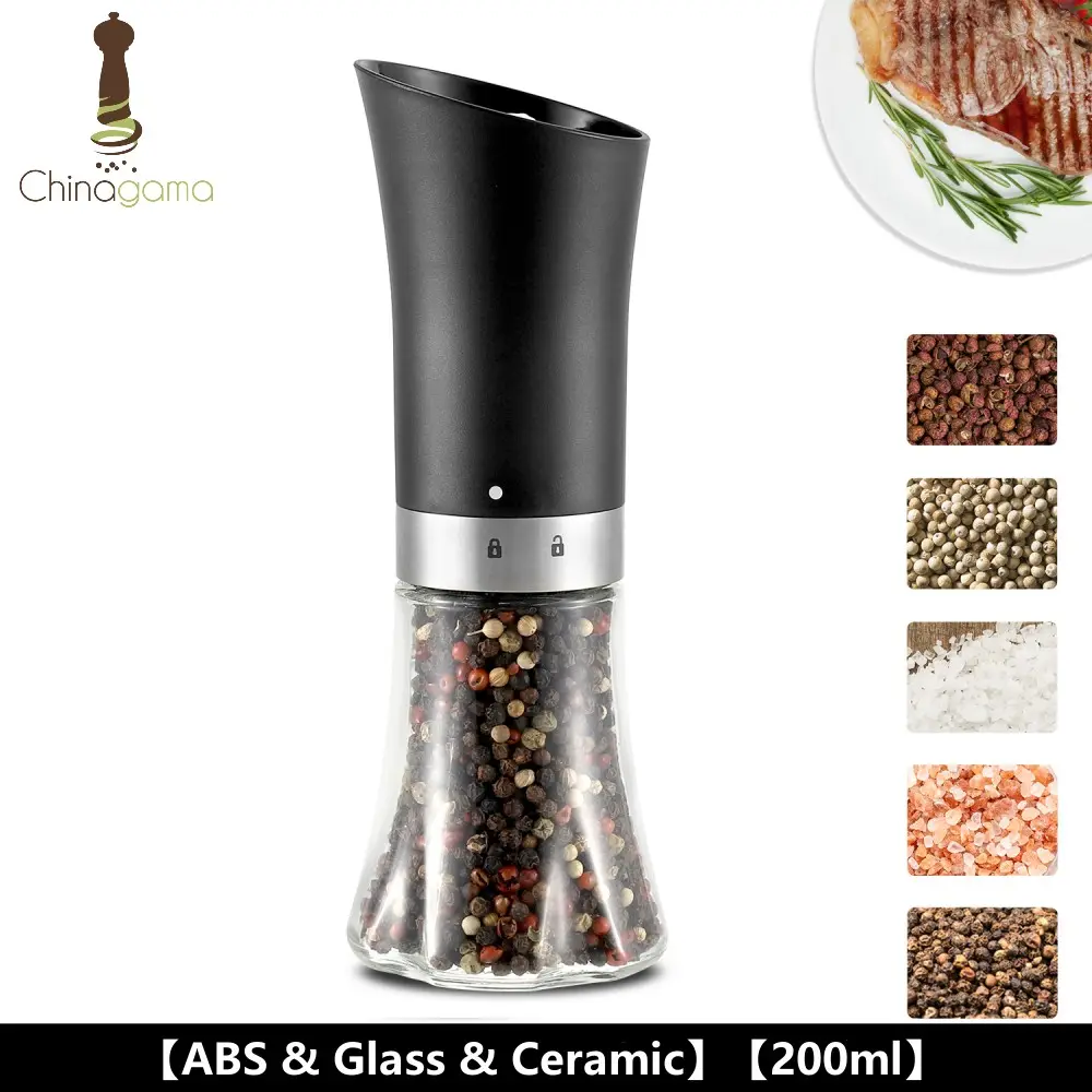 Stainless steel Rechargeable USB Gravity automatic Electric spice himalayan salt and Pepper Grinder set