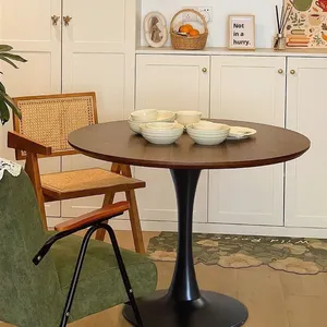 Nordic Retro <strong>Tulip</strong> Bamboo Round Foldable Dining <strong>Table</strong> for Home Small Apartment Coffee Balcony - Product Image 5