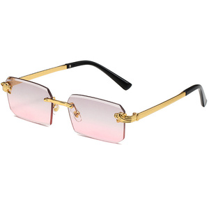 Gafas de Sol Cuadradas Rectangulares sin Montura de Diseñador, al por Mayor, Unisex, Vintage, con Lentes de PC UV400, Logotipo Personalizado - Product Image 2