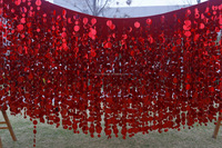 Décoration de plafond moderne NINI en sequins arc-en-ciel, rouges, dorés et argentés, perles en plastique à suspendre, fournitures pour mariages et fêtes, Chine