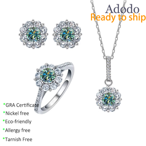 9 S925 argent destin flocon de neige 0.5ct <span class=keywords><strong>saphir</strong></span> VVS GRA Moissanite boucles d'oreilles collier anneaux diamant ensemble de <span class=keywords><strong>bijoux</strong></span> <span class=keywords><strong>pour</strong></span> femmes - Product Image 1