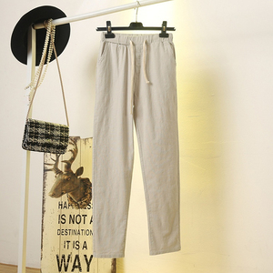 2023 primavera estate pantaloni Harem verdi pantaloni Harem in vita elastici solidi pantaloni morbidi da donna di alta qualità pantaloni da donna in <span class=keywords><strong>lino</strong></span> di cotone - Product Image 2