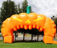 Trick Or Treat Halloween Arche Gonflable Citrouille Arche Intégrée LED Porte Gonflable Décoration