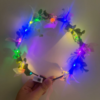 Couronne de fleurs LED pastel, 3 modes d'éclairage, taille unique, accessoire de tête bohème pour mariage, fête, événements nocturnes
