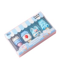 Ensemble de gommes à effacer en forme de dessin animé, boîte de gommes en forme de dessert, simulation de crème glacée, cadeau idéal pour l'école primaire