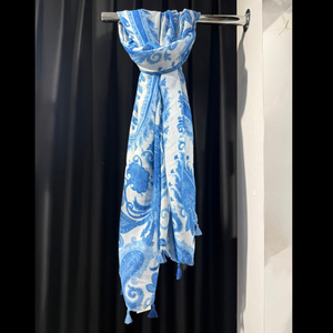 Summer Beach Paisley Tassel Scarf Soft Cotton Feel Texture Soft Touch Pashmina Shawl Lightweight <b>Wrap</b> - Product Image 2