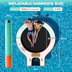 Hamaca Flotante Inflable <span class=keywords><strong>con</strong></span> Rampa para <span class=keywords><strong>Perros</strong></span>, Portavasos, Plataforma Redonda para Tomar el Sol y Relajarse en la Piscina o Lago para Adultos - Product Image 2