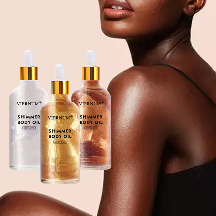 Частная марка, 100 мл, витамин Е, масло для тела, бронзовое, серебряное, золотое, мерцающее масло для тела