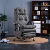 Chaise de bureau exécutive électrique ergonomique moderne en cuir véritable avec accoudoirs réglables et base en acier inoxydable pour bureau à domicile, salle de sport, salle à manger