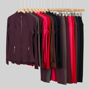 Vêtements de sport de luxe de haute qualité, veste de yoga <span class=keywords><strong>Lulu</strong></span>, coupe ajustée, respirante, col montant, haute élasticité - Product Image 1