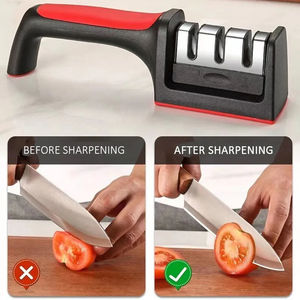 Wholesale Knife <b>Sharpener</b> Handheld Multi-function 3/4 Stages Type Quick Sharpening Tool With Non-slip Base Kitchen Knives - Product Image 2
