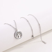 Collier en acier inoxydable Collier de mode pour femmes Bijoux Argent Collier pendentif arbre de vie en zircon diamant complet