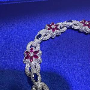 Pulseras de Plata de Ley 925 Chapadas en Oro con Moissanita VVS Iced Out Certificada GRA, Diseño de Flor y Eslabones Infinitos, Estilo Hip Hop Bussdown de Moda - Product Image 5