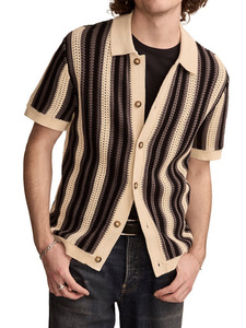เสื้อเชิ้ตลายทางสำหรับผู้ชาย สีน้ำเงินกาแฟ แขนสั้น ระบายอากาศได้ดี ผ้าฝ้าย/ใยไผ่ ป้องกันรอยยับ เสื้อฤดูร้อน ไซส์ MLXLXXLXXXL - Product Image 2
