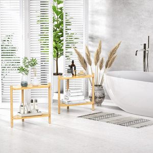 Bamboo 4-Tier <strong>Corner</strong> <strong>Shelf</strong> Stackable Shower Organizer Rack Eco-Friendly Durable Modern Bathroom Counter <strong>Storage</strong> <strong>Unit</strong> Living Room - Product Image 4