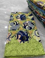 Mikemaycall 5 Yards 100% Tissus Africains Dorés de Qualité Supérieure avec Pierres 2026, Applique 3D, Imprimé Wax, Dentelle Nigériane
