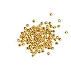<b>Copper</b> Round Beads 18K Gold Plated Smooth Spacer Beads For <b>Bracelet</b> Making Jewelry Findings Components - Product Image 2