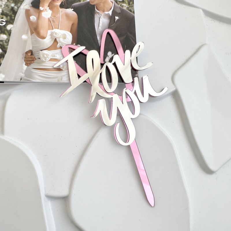 Amour je t'aime miroir rose rouge argent