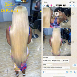 613 faisceau de tissage de cheveux humains brésiliens avec os frontal extensions de cheveux humains droits 100% faisceaux de cheveux blonds 613 naturels - Product Image 5