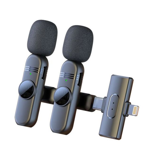 2 1 Wireless Lightweight Portable Lavalier Microphone Type C Connector Smart Phones YouTube Recording Podcast Noise Cancelling