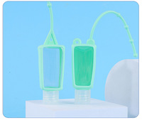 Housse de protection colorée en silicone pour flacon de désinfectant pour les mains, portable, pour voyage, avec porte-clés, pour mini-contenant