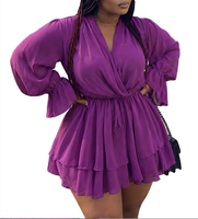 Robe décontractée pour femme, col en V, manches longues, taille plus, mini-robe sexy, automne 2026